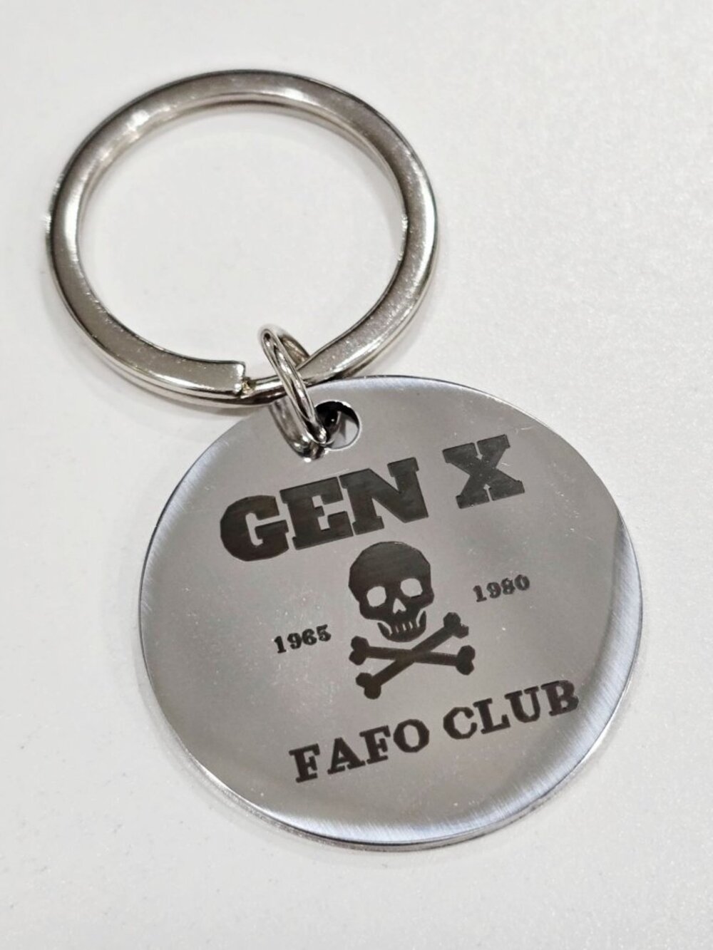 Artisan Gen X FAFO Club Sarcastic Skull Stainless Steel Metal Humor Keyring New